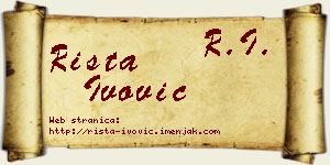 Rista Ivović vizit kartica